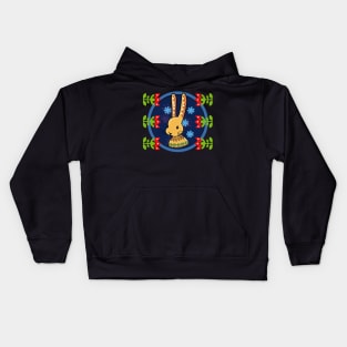 Rabbit Traditional Folk Pattern Kids Hoodie